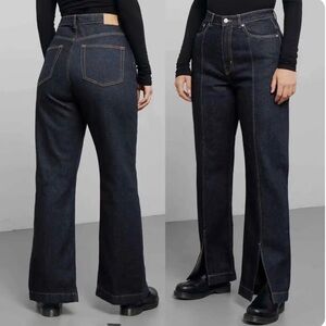 WEEKDAY Rowe Rinse Split Jeans Dark Wash Women’s Size 4 Made in India
